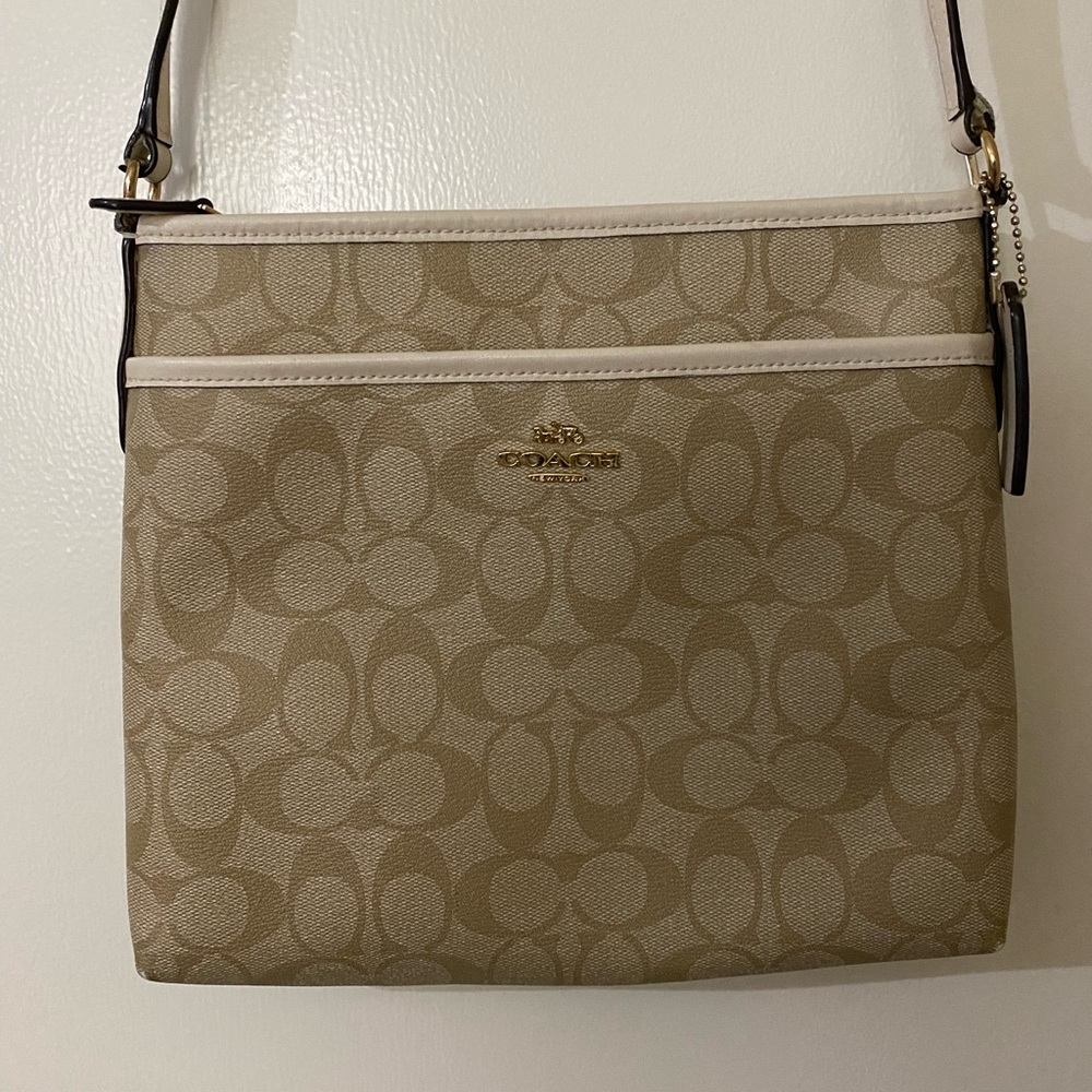 Coach Beige and White Crossbody Bag